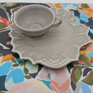 Gray Steubenville Teacup and Saucer Set Grey Minimalist Decor Romantic